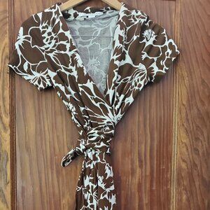 DVF (Diane von Furstenburg) Cotton Floral Wrap Dress Sz 8